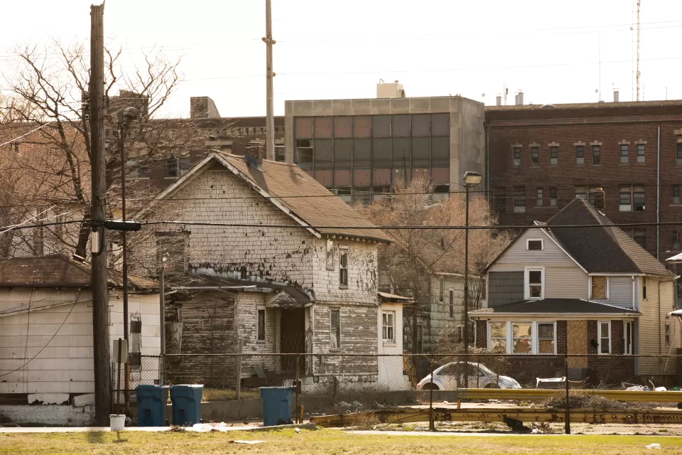 Vacant run-down houses in Gary, Indiana
